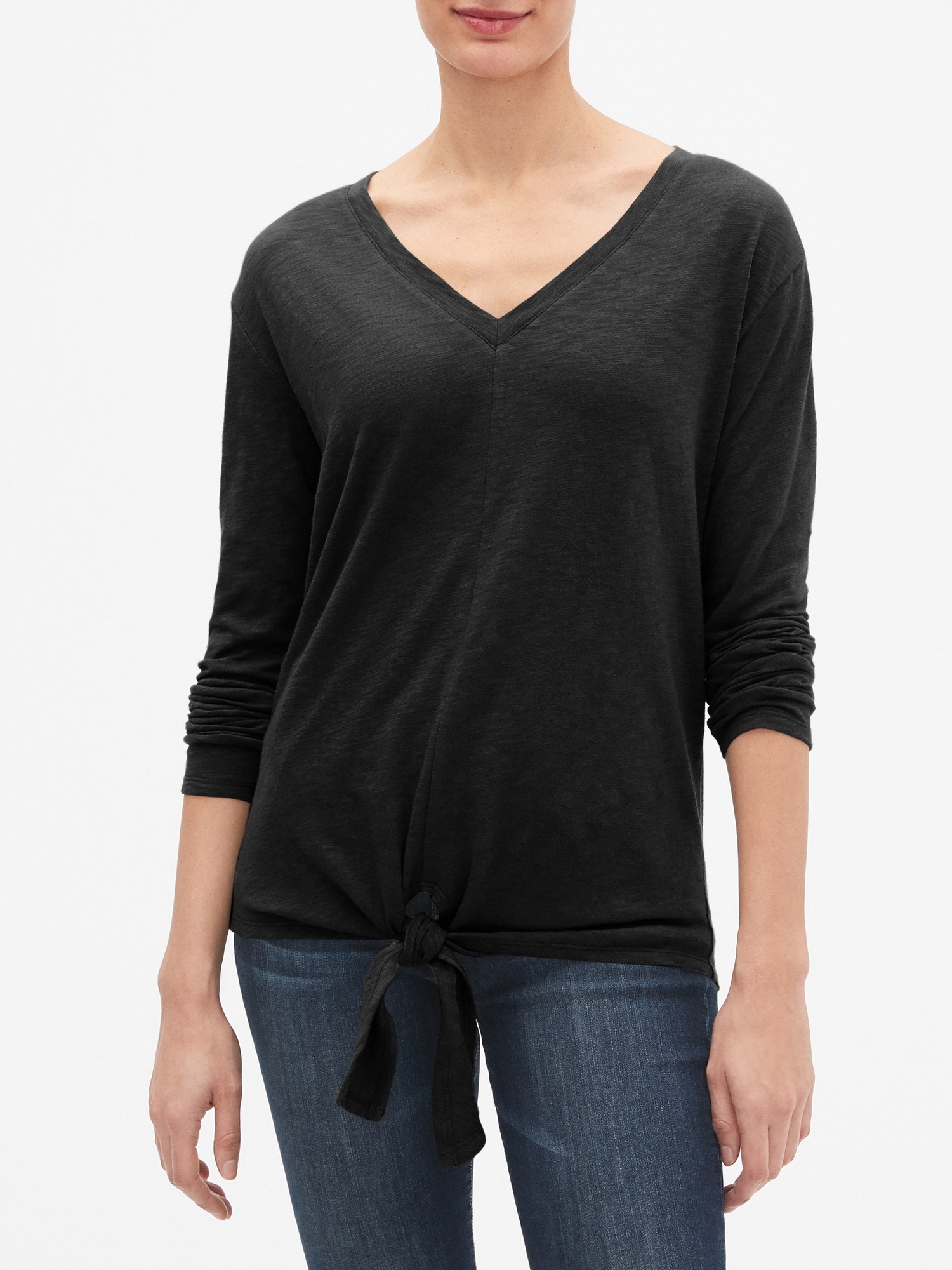 v neck tie front t shirt