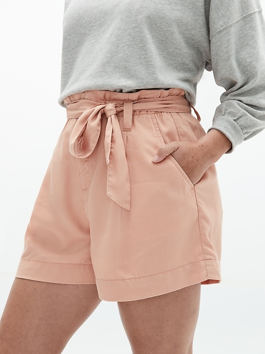 Image number 1 showing, High-Rise Paperbag-Waist Shorts