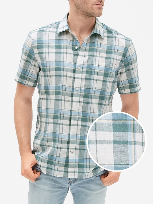 Image number 5 showing, Short Sleeve Shirt in Linen-Cotton