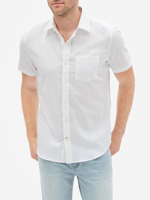 Image number 4 showing, Short Sleeve Shirt in Linen-Cotton