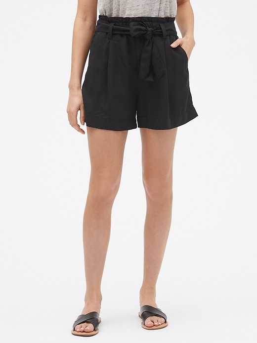 View large product image 1 of 1. High-Rise Paperbag-Waist Shorts