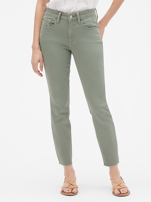 Image number 1 showing, Mid Rise Cropped Girlfriend Jeans