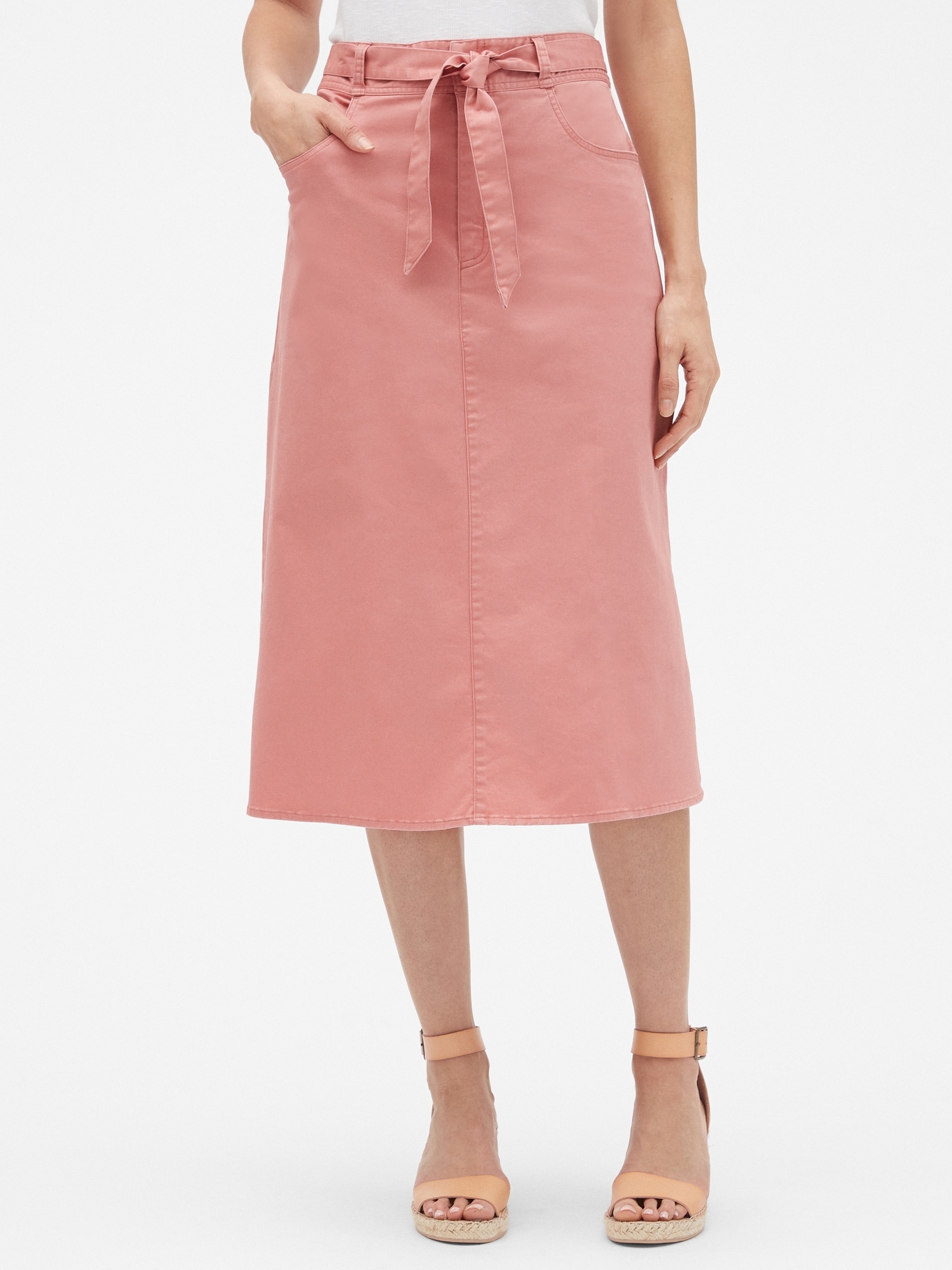 Pink utility on sale midi skirt