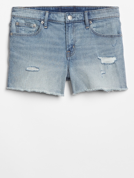 Image number 3 showing, Mid Rise 3" Denim Shorts with Raw Hem