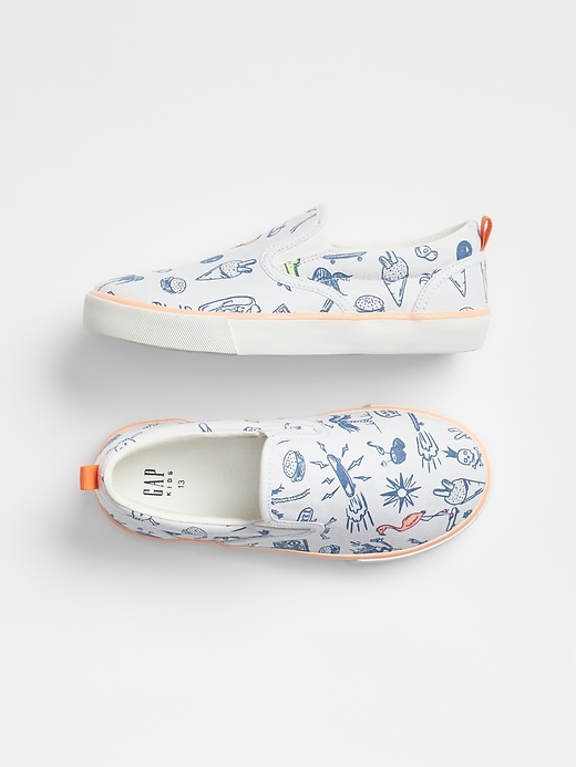 View large product image 1 of 1. Kids Print Slip-On Sneakers