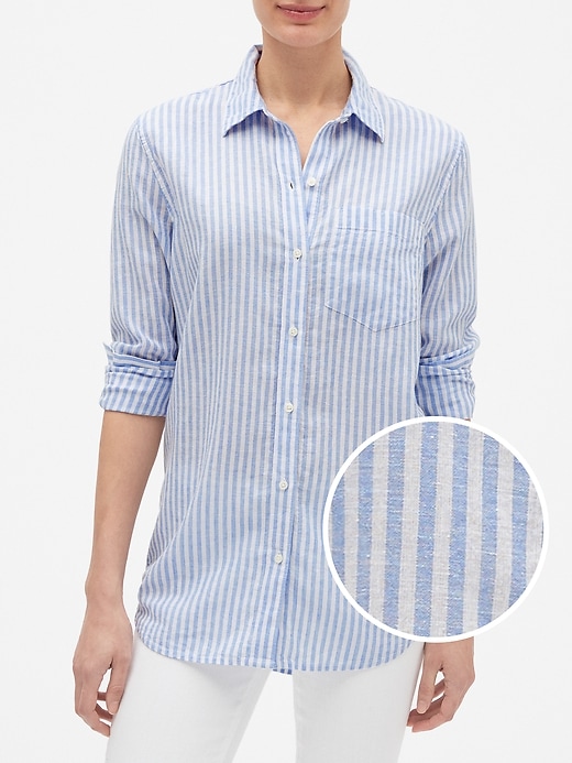 Image number 1 showing, Boyfriend Shirt in Linen Cotton