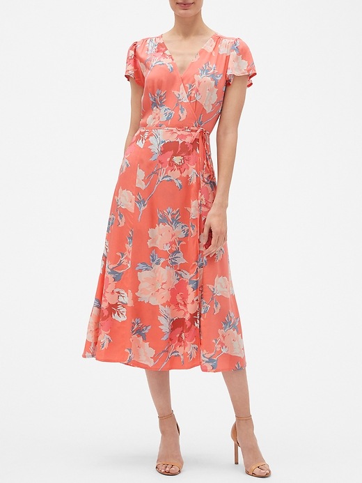 Print Midi Wrap Dress