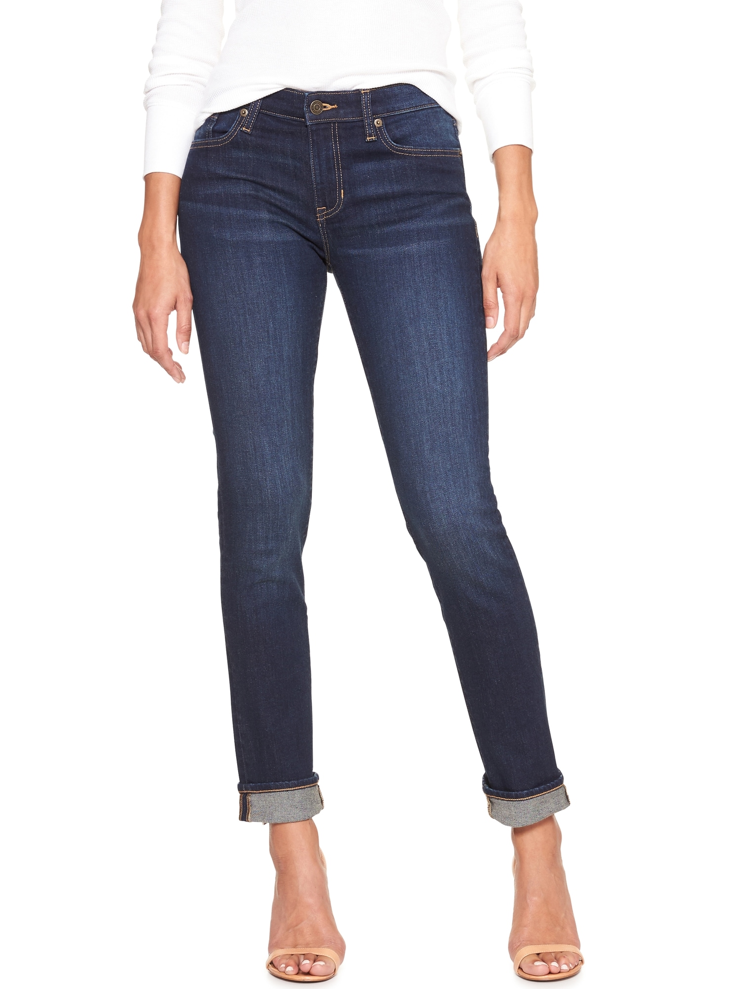 Mid Rise Straight Cuff Jeans | Gap Factory