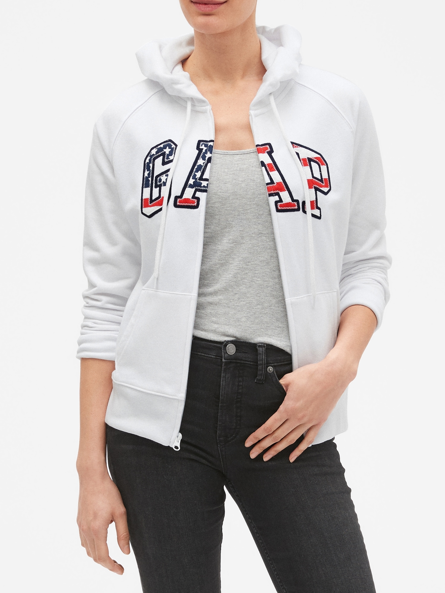 Flag Gap Logo Zip Hoodie In Fleece