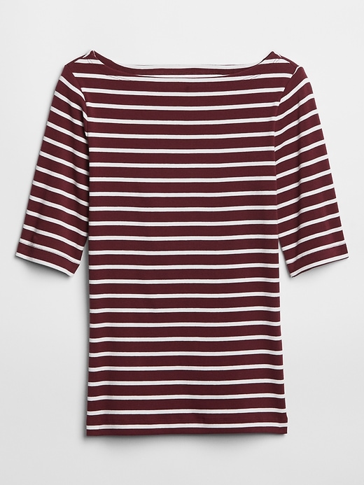 Image number 2 showing, Favorite Stripe Elbow-Sleeve Boatneck T-Shirt