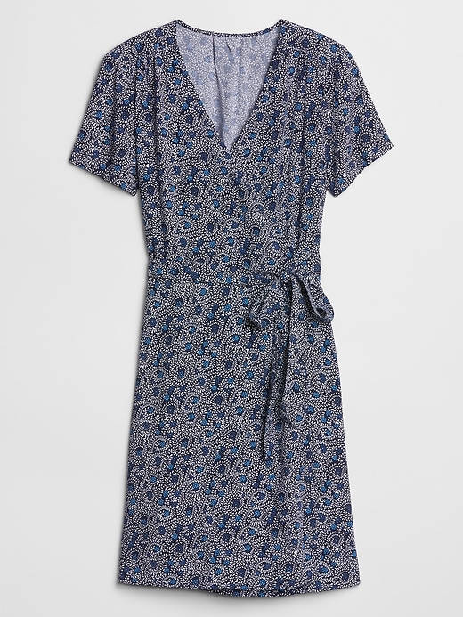Image number 3 showing, Print Short Sleeve Wrap Dress in Rayon