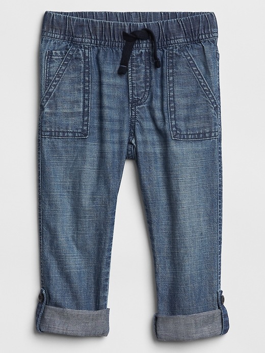 Image number 1 showing, Toddler Pull-On Roll-Up Jeans