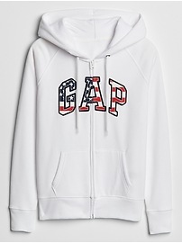 Flag Gap Logo Zip Hoodie In Fleece