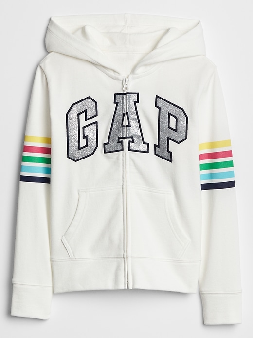View large product image 1 of 1. Kids Rainbow-Stripe Gap Logo Zip Hoodie