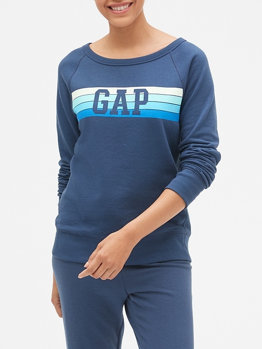 Image number 1 showing, Chest-Stripe Gap Logo Graphic Pullover Sweatshirt In French Terry