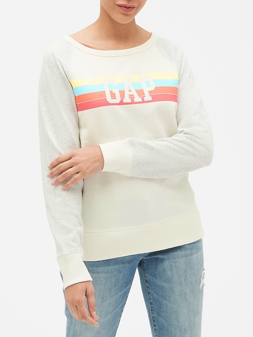 Image number 4 showing, Chest-Stripe Gap Logo Graphic Pullover Sweatshirt In French Terry