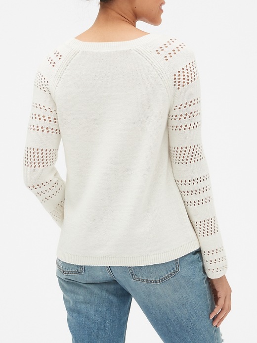 Image number 2 showing, Open-Stitch Bell-Sleeve Sweater
