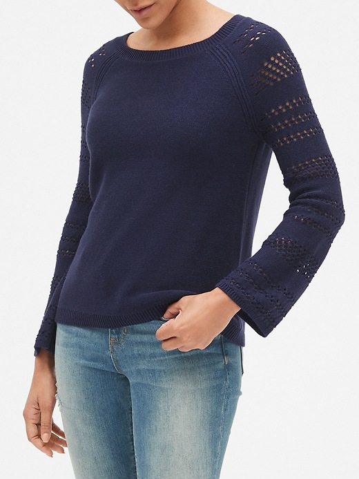 Image number 4 showing, Open-Stitch Bell-Sleeve Sweater