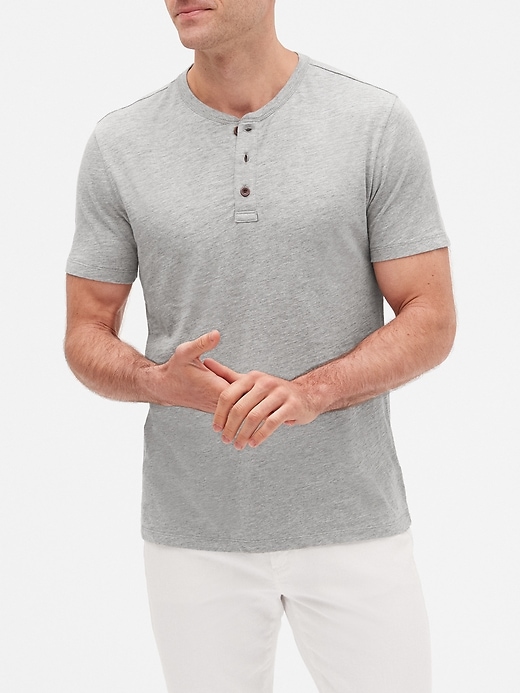 View large product image 1 of 1. Short Sleeve Henley T-Shirt