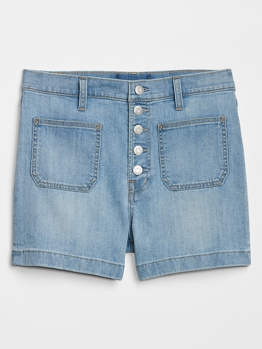 Image number 3 showing, High Rise 4" Button-Fly Denim Shorts