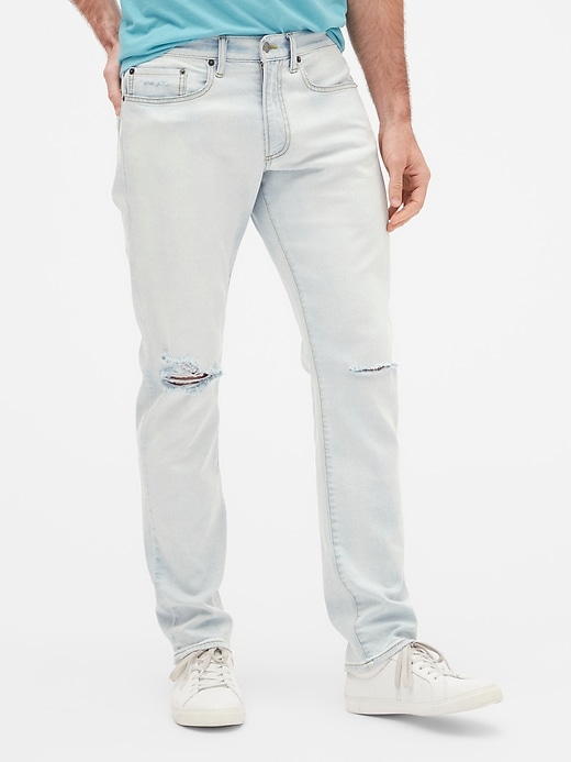 Image number 1 showing, Wearlight Distressed Slim Jeans with GapFlex