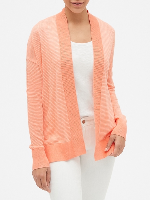 View large product image 1 of 1. Open-Front Cardigan in Slub