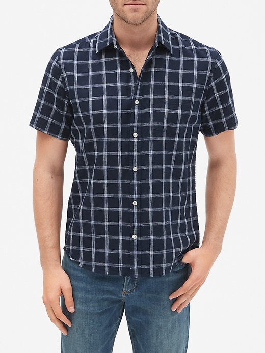 Image number 3 showing, Short Sleeve Shirt in Linen-Cotton