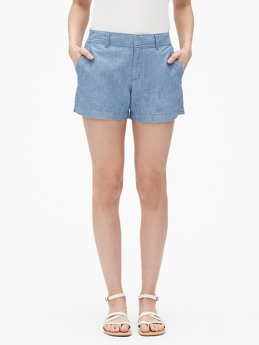 Image number 1 showing, Mid Rise 3" City Shorts in Chambray