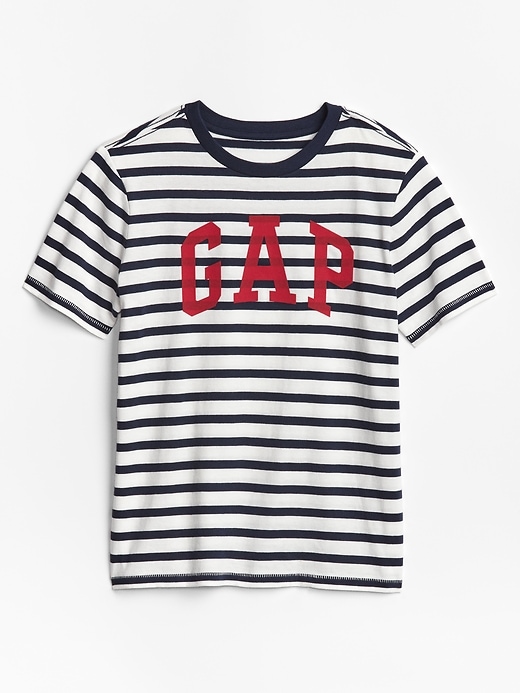 View large product image 1 of 1. Kids Stripe Gap Logo T-Shirt In Jersey