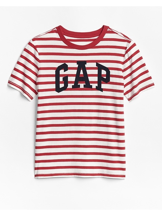 View large product image 1 of 1. Kids Stripe Gap Logo T-Shirt In Jersey