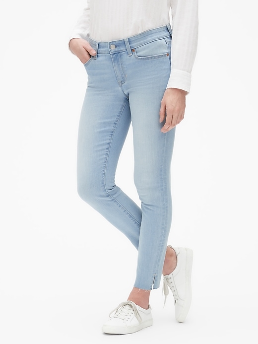 Image number 1 showing, Mid Rise 9" Legging Skimmer Jeans with Raw Hem