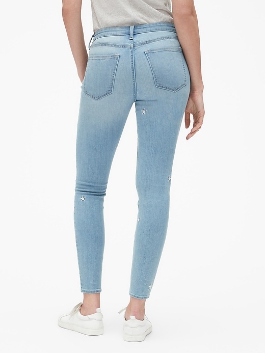Image number 2 showing, Mid Rise Embroidered Legging Skimmer Jeans