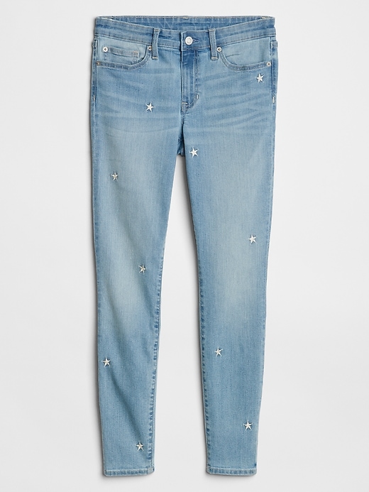 Image number 3 showing, Mid Rise Embroidered Legging Skimmer Jeans