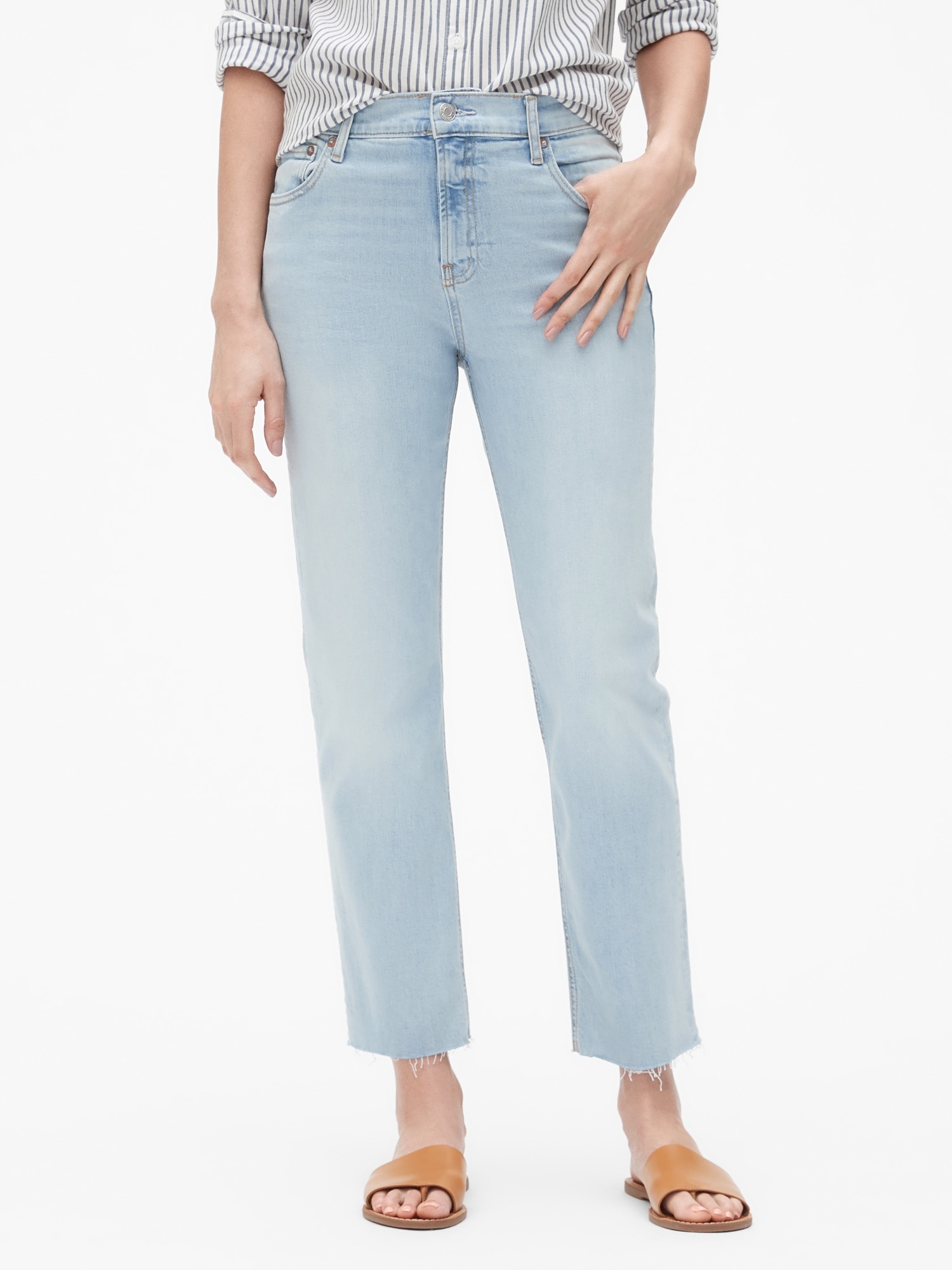 high rise cheeky straight jeans