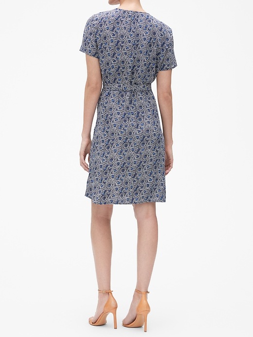 Image number 2 showing, Print Short Sleeve Wrap Dress in Rayon