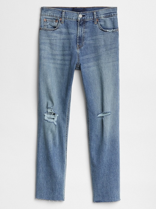 Image number 3 showing, High Rise Destructed Cheeky Straight Jeans