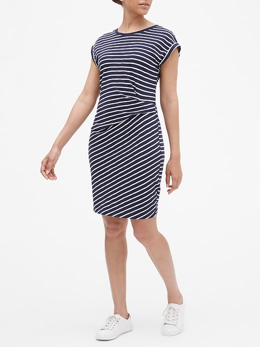 Image number 1 showing, Stripe Dress with Gathered Waist