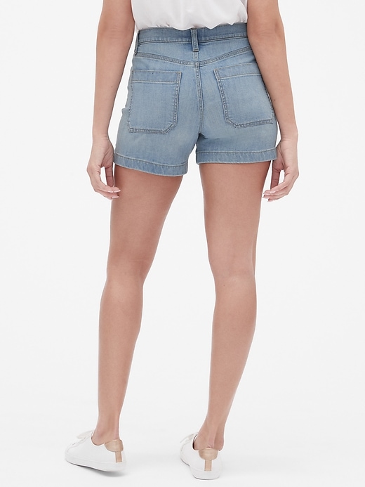 Image number 2 showing, High Rise 4" Button-Fly Denim Shorts