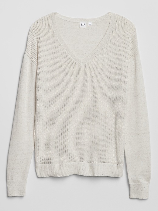 Image number 3 showing, Open-Stitch V-Neck Sweater