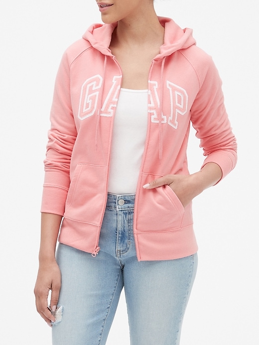 View large product image 1 of 1. Gap Logo Zip Hoodie In Fleece