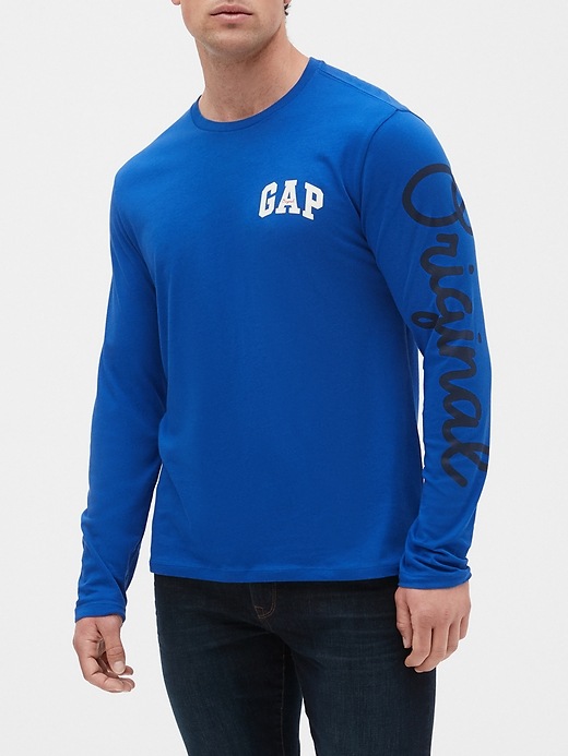View large product image 1 of 1. Gap Logo Long Sleeve T-Shirt In Jersey
