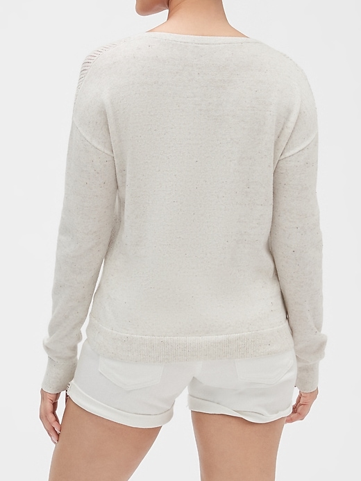 Image number 2 showing, Open-Stitch V-Neck Sweater