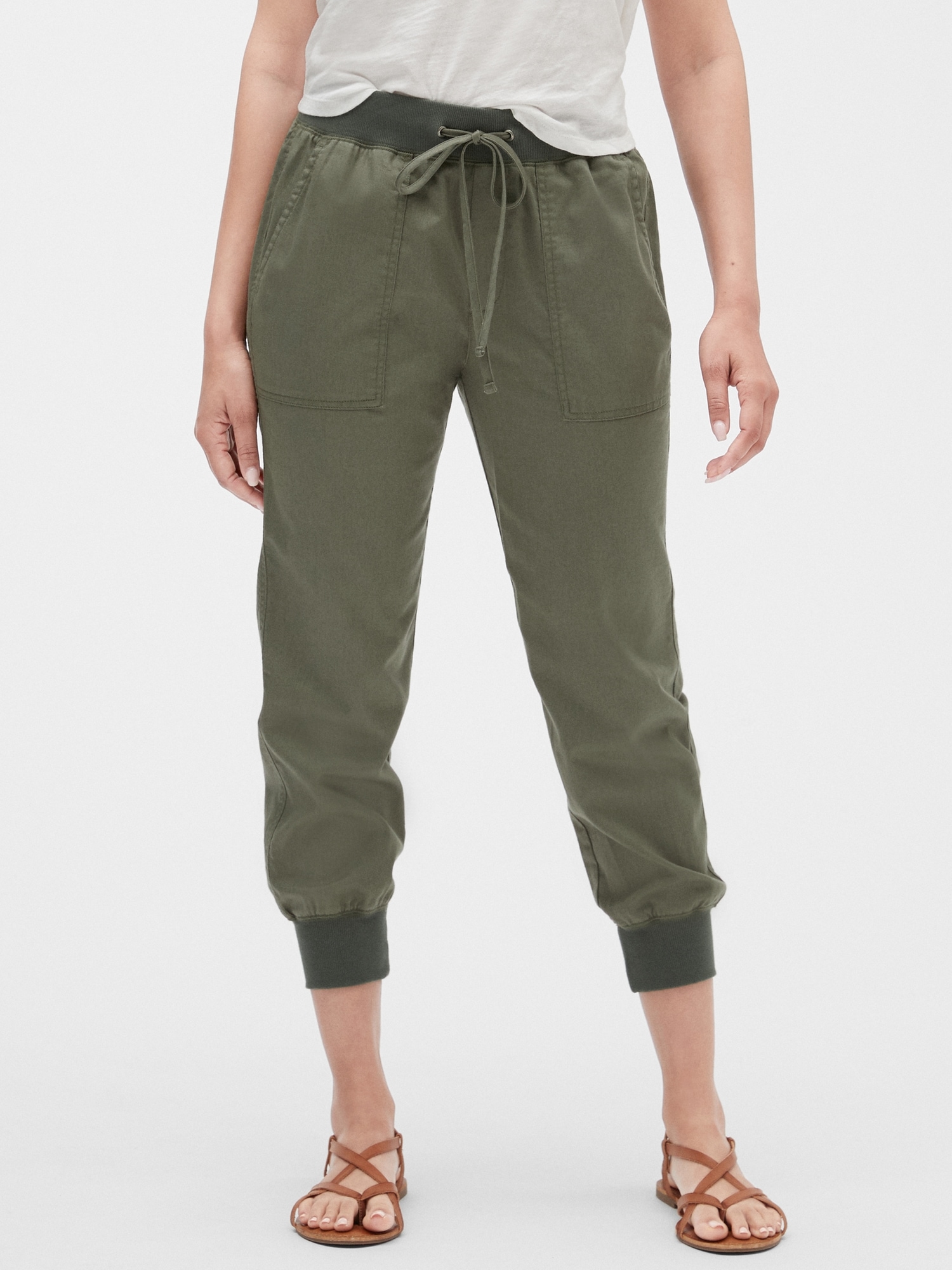 performance brush logo high waist drawstring joggers