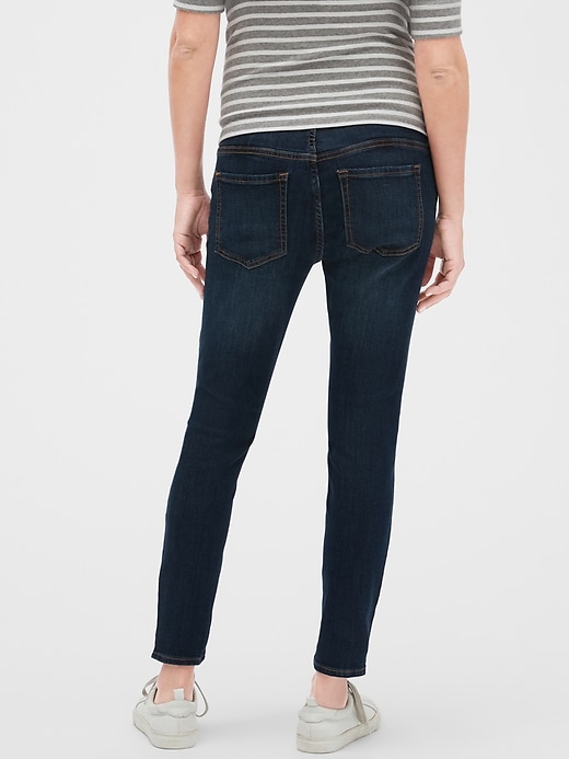 View large product image 2 of 3. Maternity Destructed Full Panel Legging Skimmer Jeans
