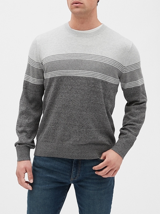 View large product image 1 of 1. Colorblock Stripe Crewneck Sweater