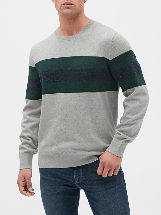 Image number 1 showing, Chest Stripe Crewneck Sweater