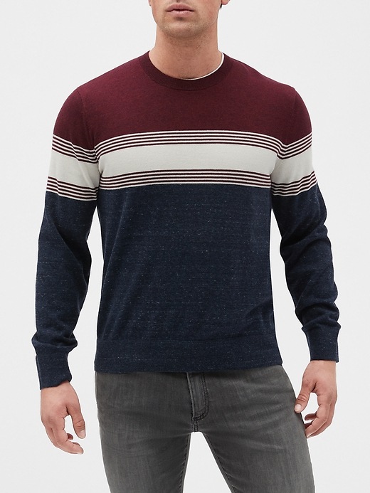 Image number 1 showing, Colorblock Stripe Crewneck Sweater