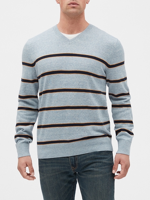 View large product image 1 of 1. Stripe V-Neck Sweater