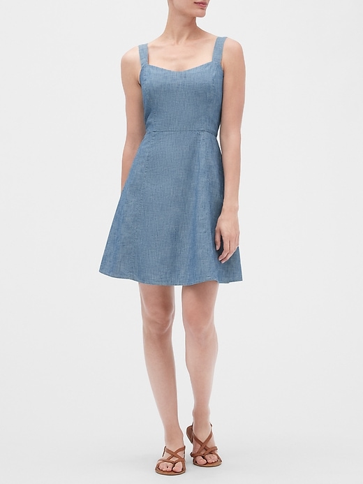 Image number 1 showing, Chambray Fit and Flare Dress