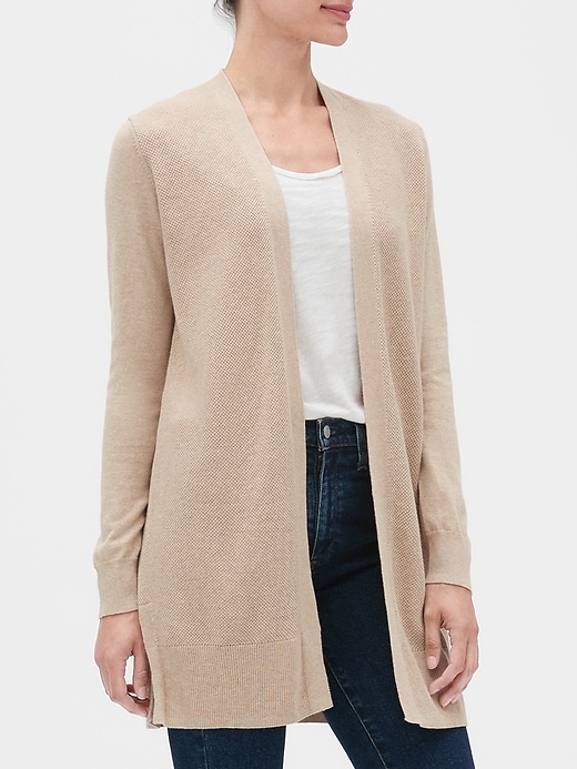 View large product image 1 of 1. Longline Open-Front Cardigan Sweater